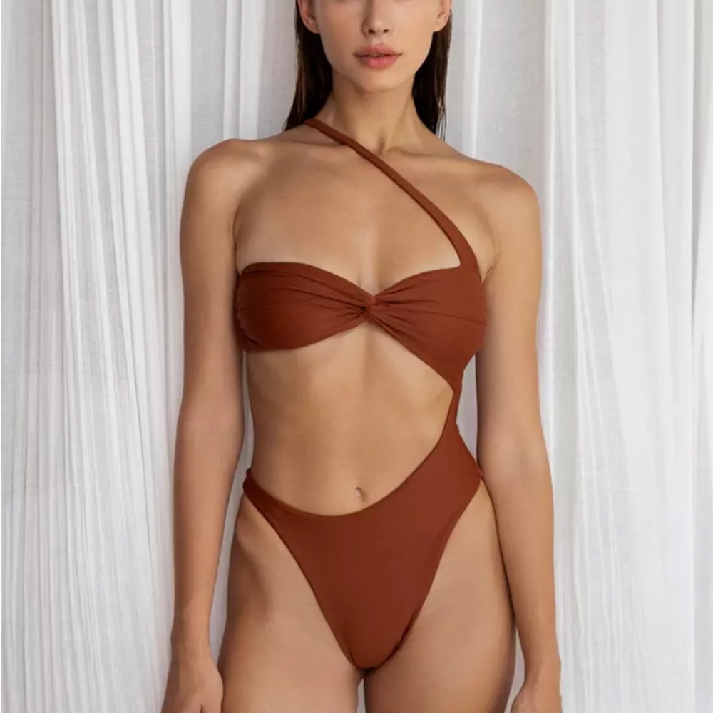 LÉA PALM ONE-PIECE SWIM SUIT - TERRACOTTA - BNWT - SMALL